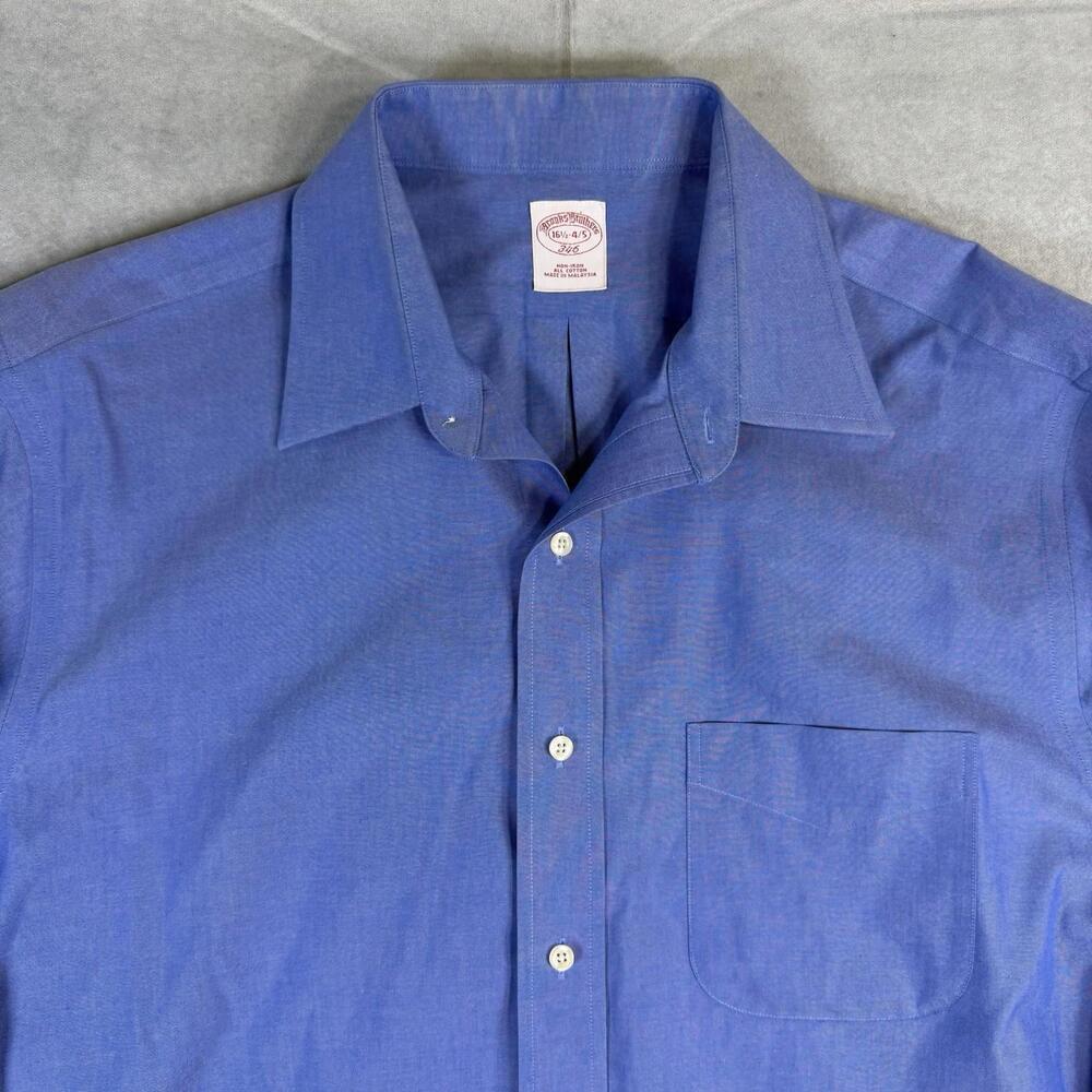 Brooks Brothers Dress Shirt Mens 16.5-4/5 Blue Original Fit Non Iron Button Up - Picture 2 of 7